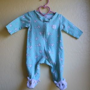 Carter's 3m Teal Pajamas with Bunny Feet